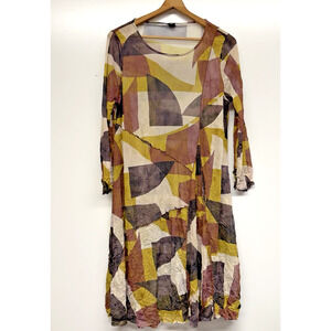 LISA BAYNE Crinkle Mesh Asymmetrical Sheer Dress Size Large Lagenlook Artsy